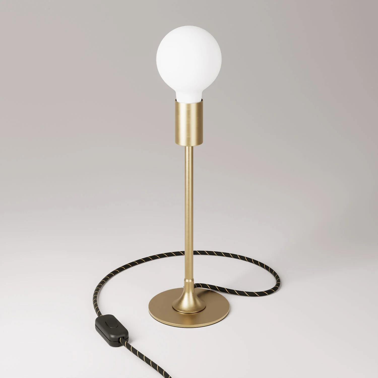Lampada da tavolo MAG-Y con base metallica tonda e spina UK - Bronzo satinato