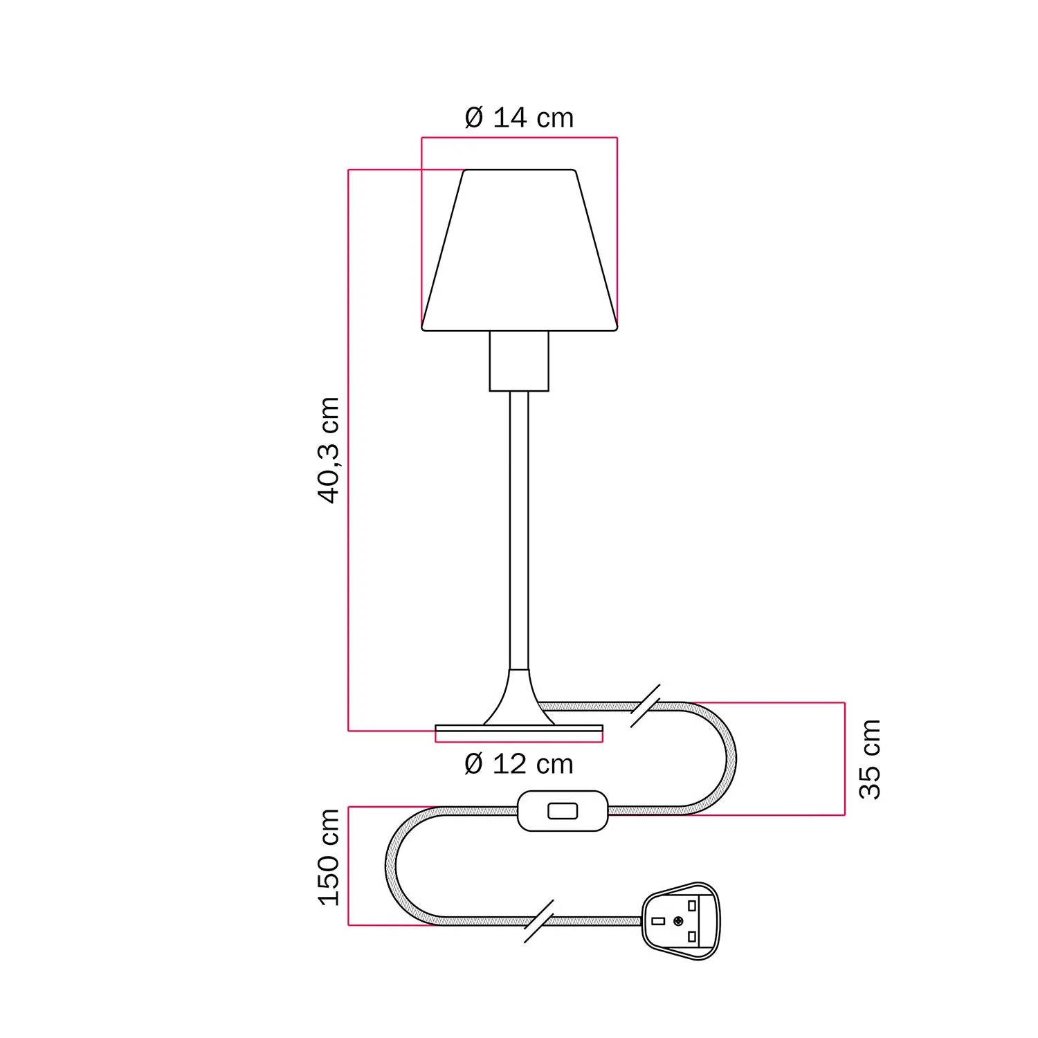 Lampada da tavolo MAG-Y con base metallica tonda, paralume e spina UK - Bianco opaco - Image 5