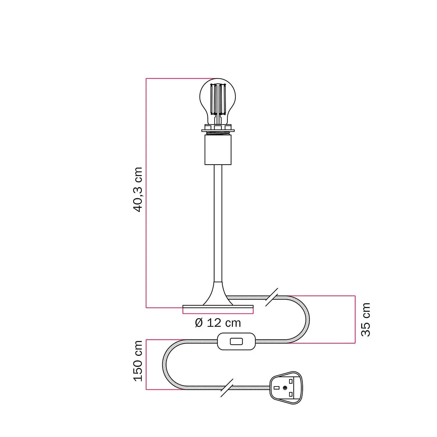 Lampada da tavolo MAG-Y con base metallica tonda, predisposizione per paralume e spina UK - Bianco opaco - Image 4