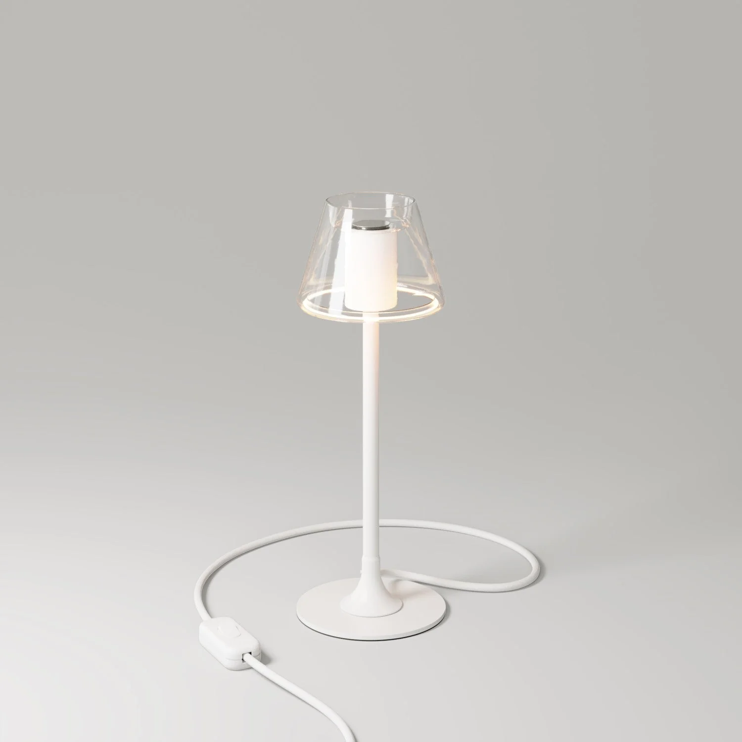 Lampada da tavolo MAG-Y G07 con base metallica tonda - Bianco Opaco