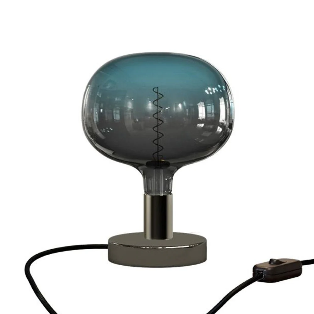 Lampada da tavolo Posaluce Cobble in metallo e spina UK - Nero perla
