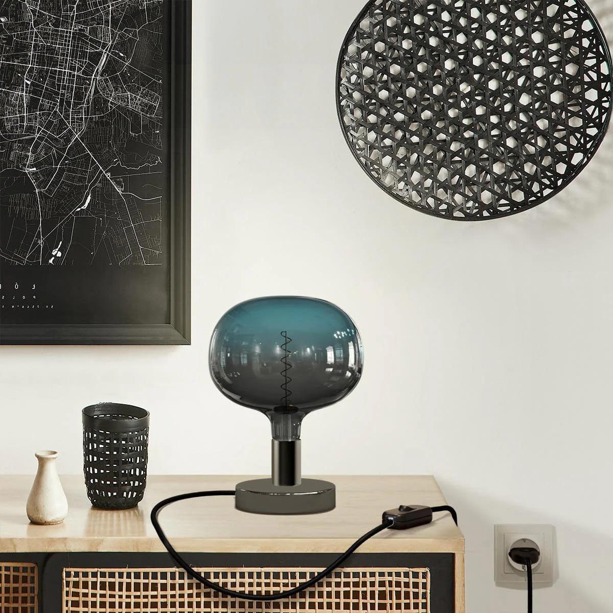 Lampada da tavolo Posaluce Cobble in metallo - Nero perla - Image 2