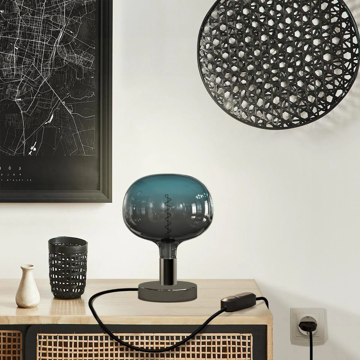 Lampada da tavolo Posaluce Cobble in metallo - Nero perla - Image 6