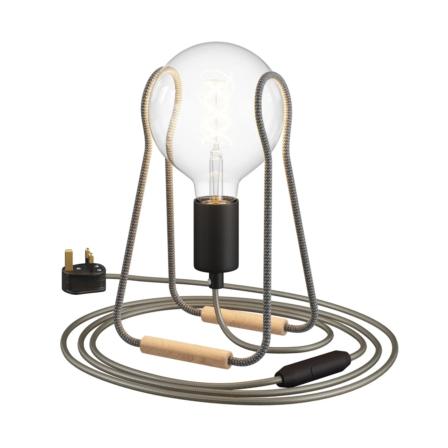 Lampada da tavolo Taché Metal e spina UK - Zig Zag Grigio scuro