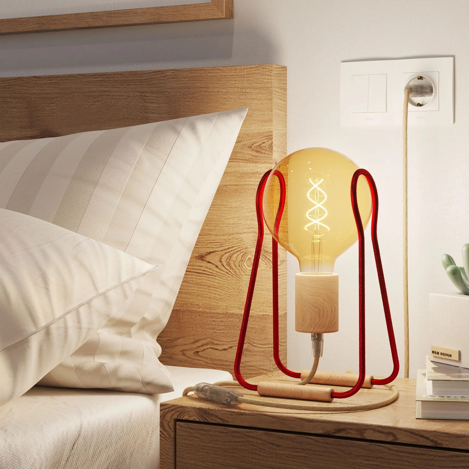 Lampada da tavolo Taché Wood - Rosso - Image 2