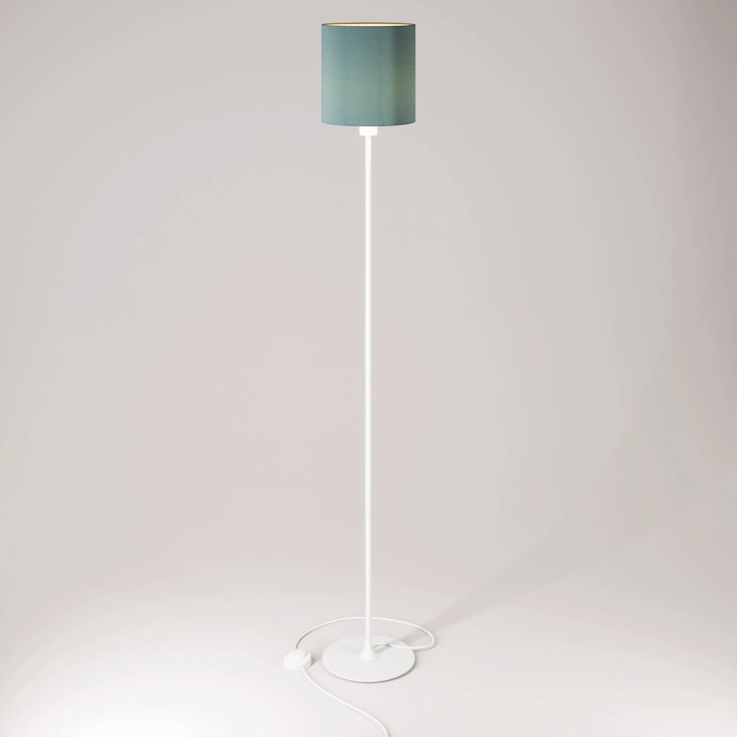 Lampada da terra MAG-Y con base metallica tonda e paralume Cilindro M - Bianco opaco