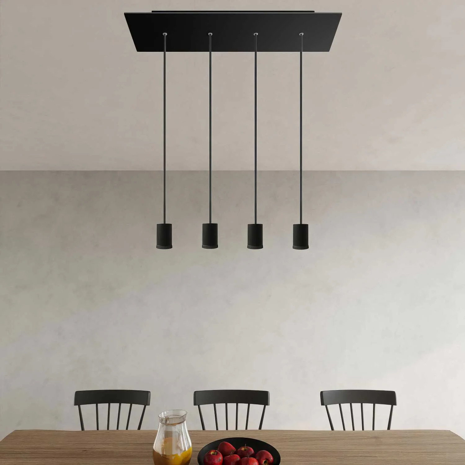 Lampada faretto a sospensione 4 cadute GU1d0 con XXL Rose-One rettangolare 675 mm - Nero - Image 2