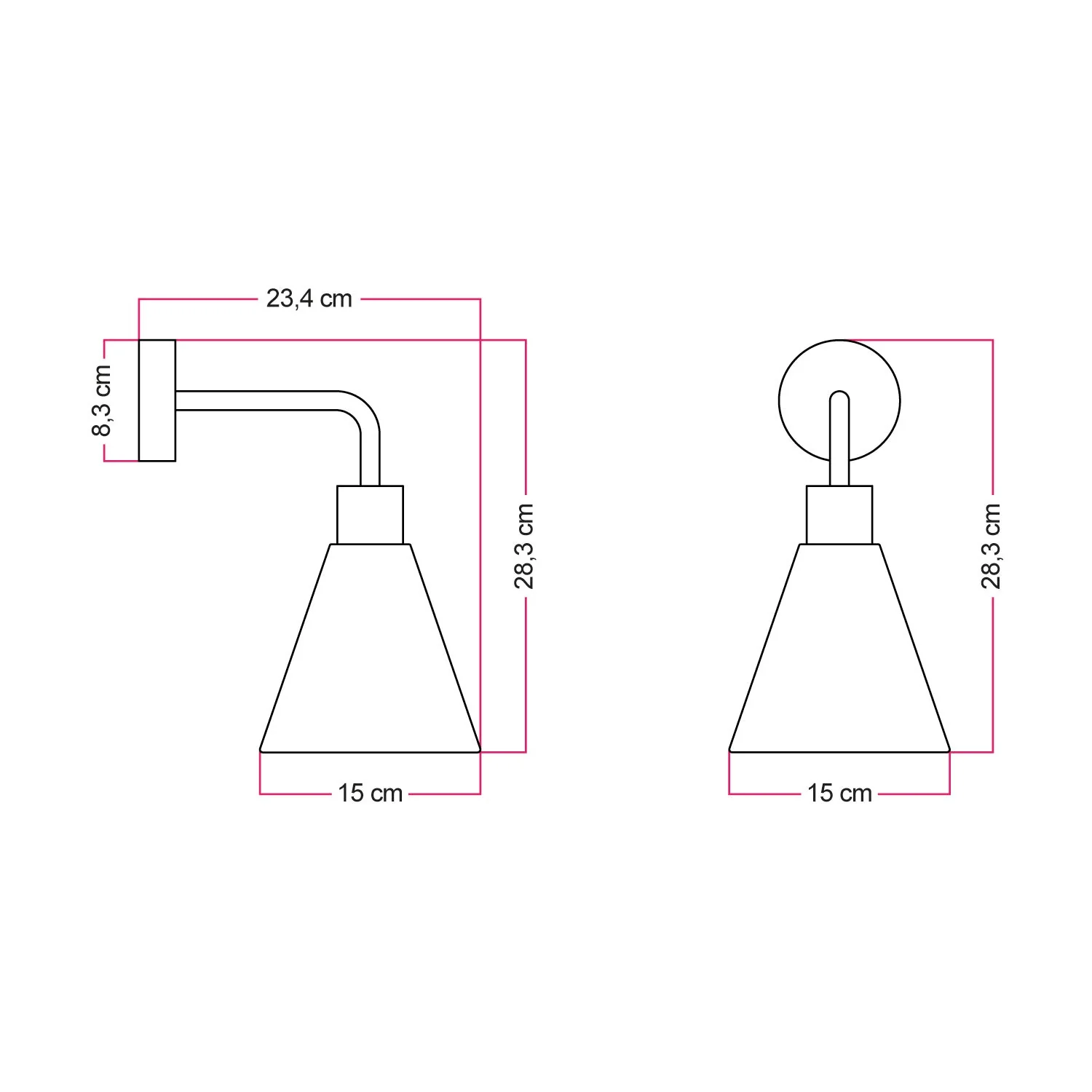 Lampada Fermaluce con paralume conico in legno ed estensione curva - Bianco opaco - Image 3