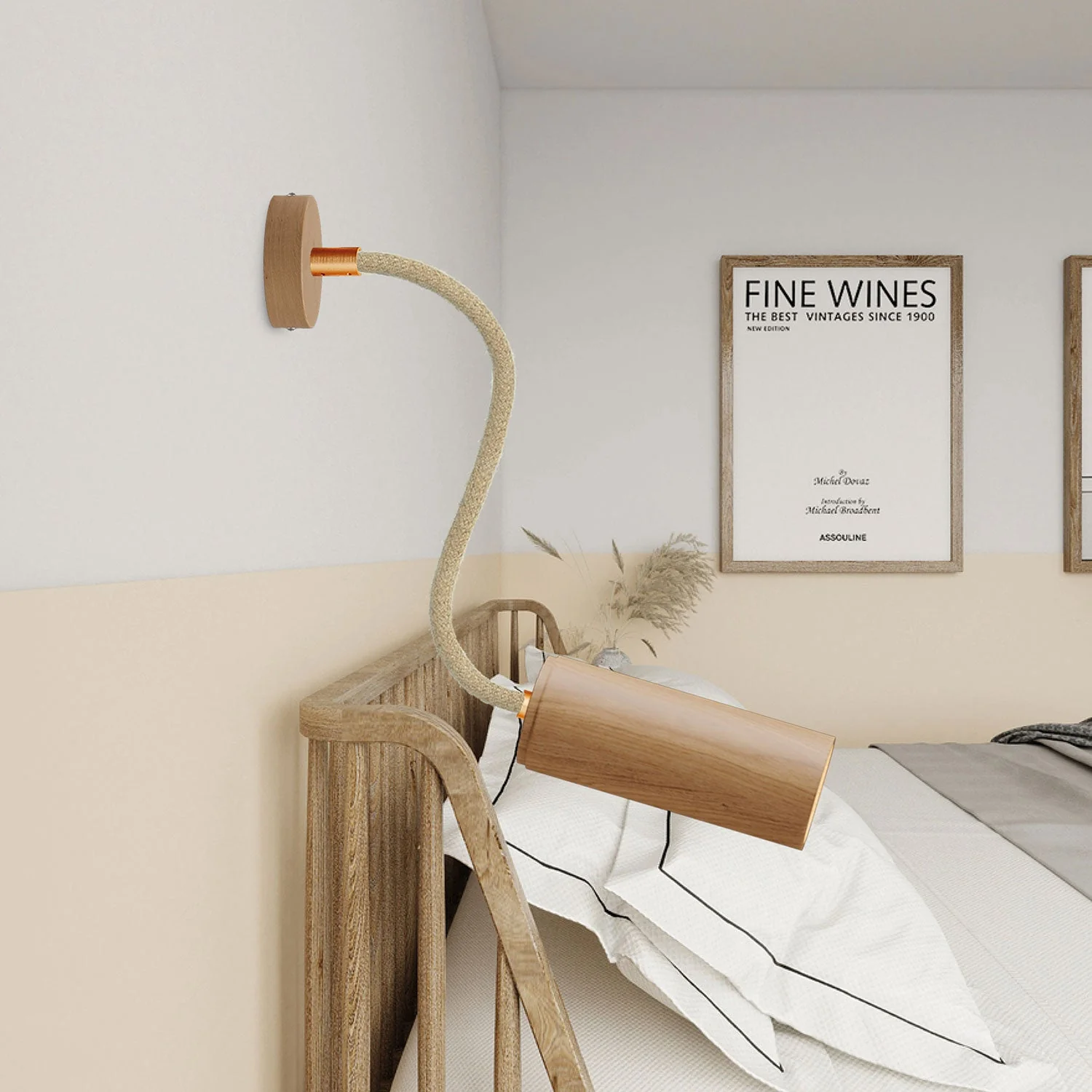 Lampada Fermaluce Flex 30 con mini rosone in legno e faretto con paralume Tub-E14 - Neutro - Image 2