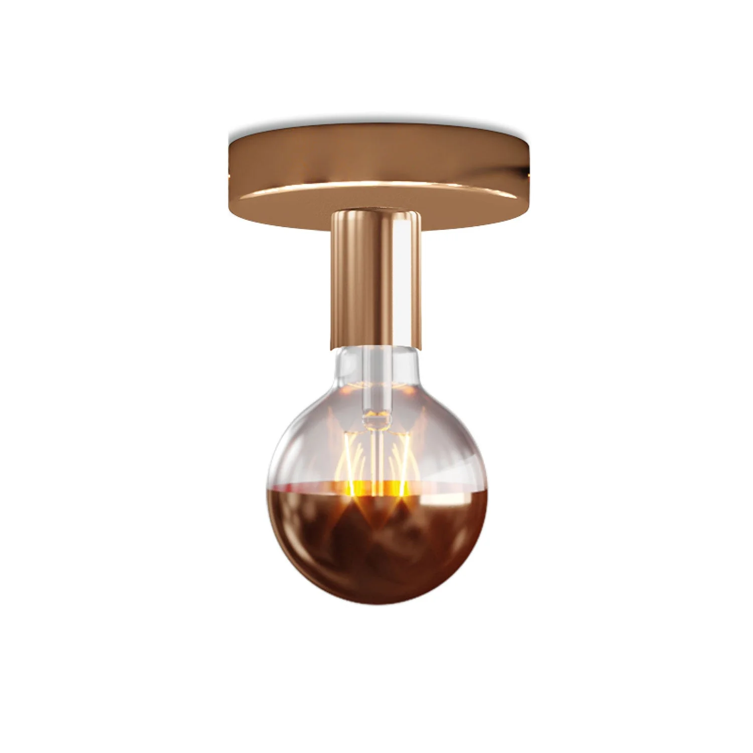 Lampada Fermaluce in metallo con lampadina Globo - Rame
