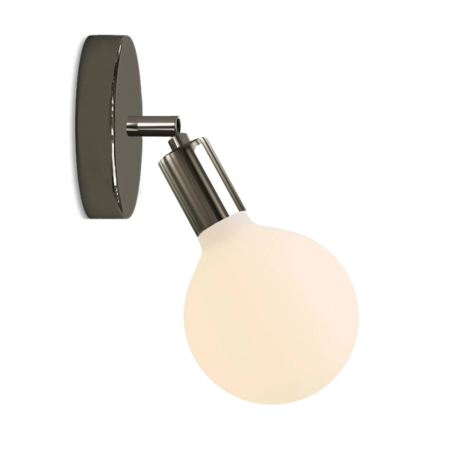 Lampada Fermaluce Snodo in metallo con lampadina Globo Porcellana - Nero perla