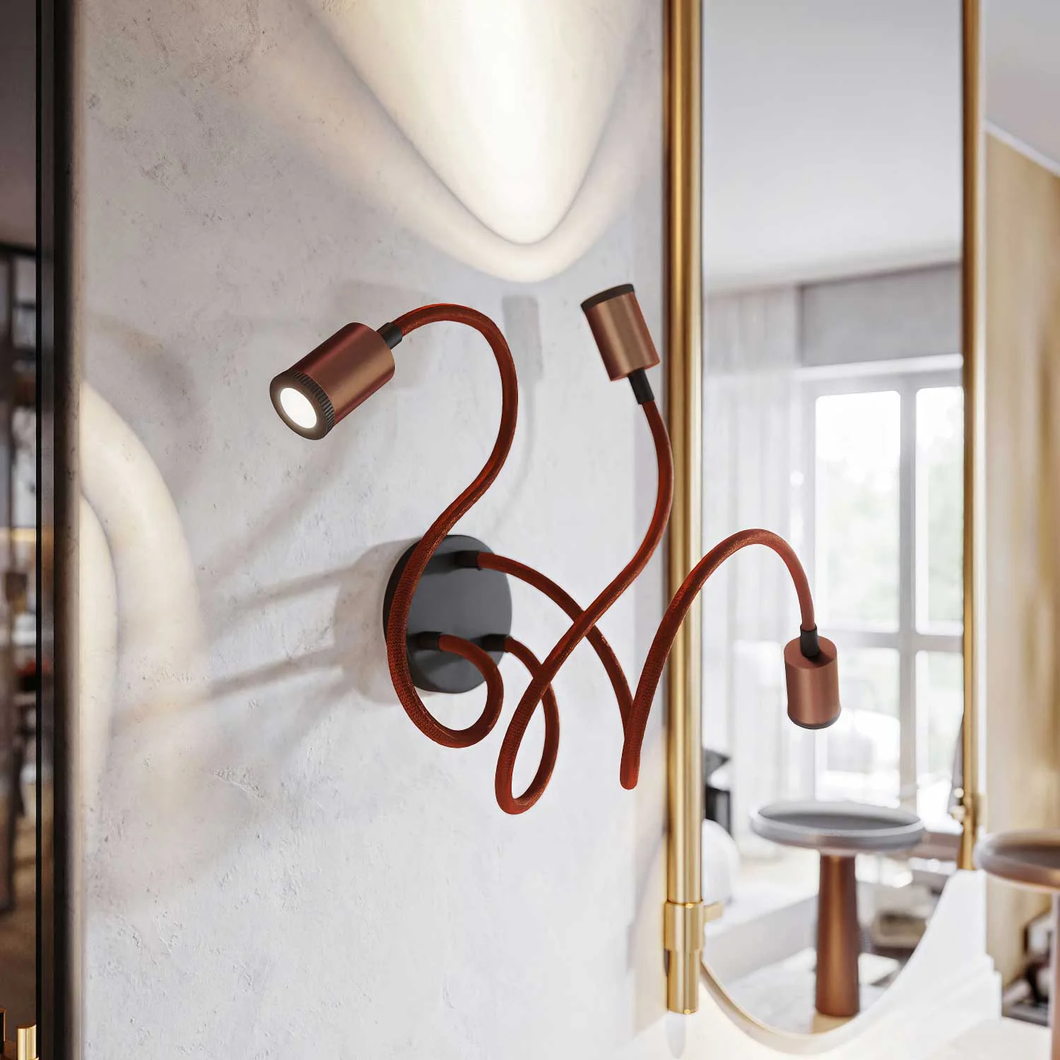 Lampada Mini faretto SPOTLIGHT GU1d0 Flex 60 da parete e soffitto - Rame satinato - Image 3