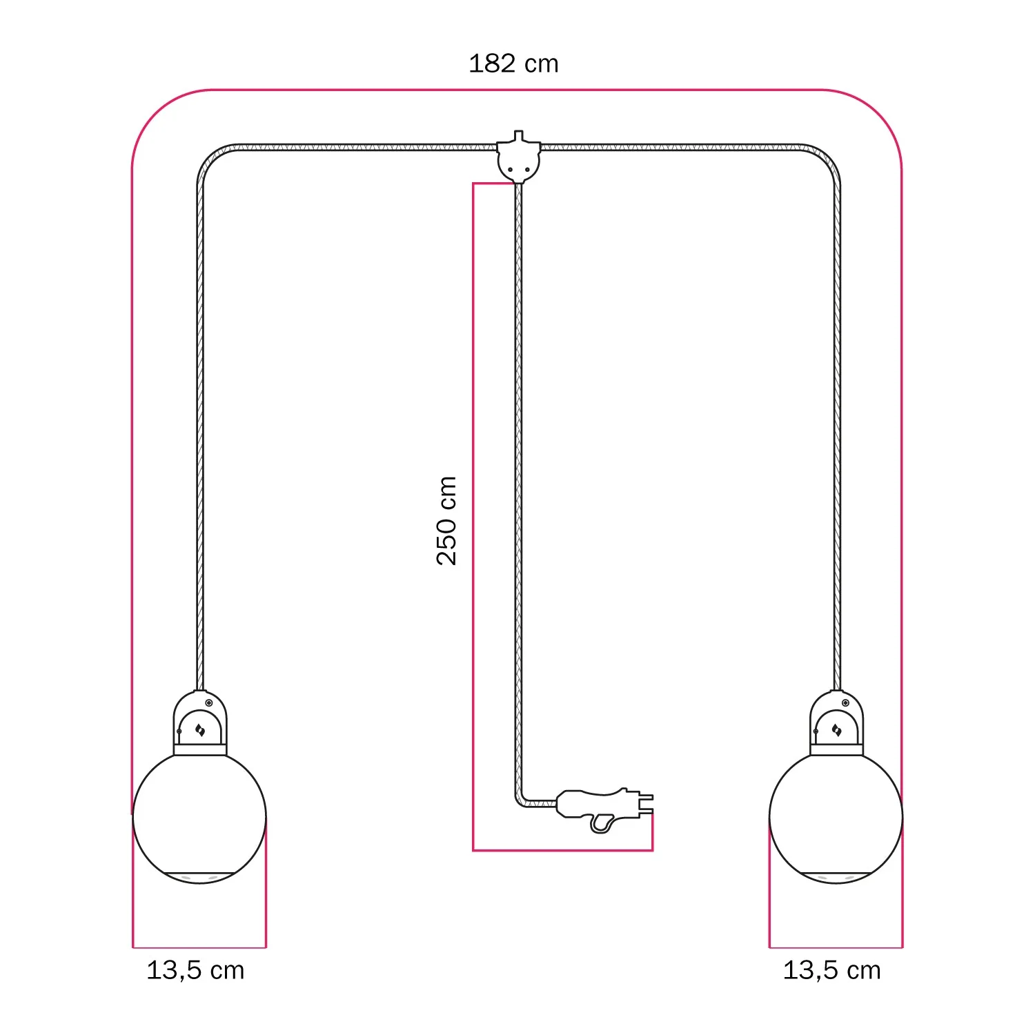 Lampada plug-in da esterno Modulair IP65 a 2 cadute con paralumi infrangibili Unbreak-a-Ball e cavo SM04 - Image 5