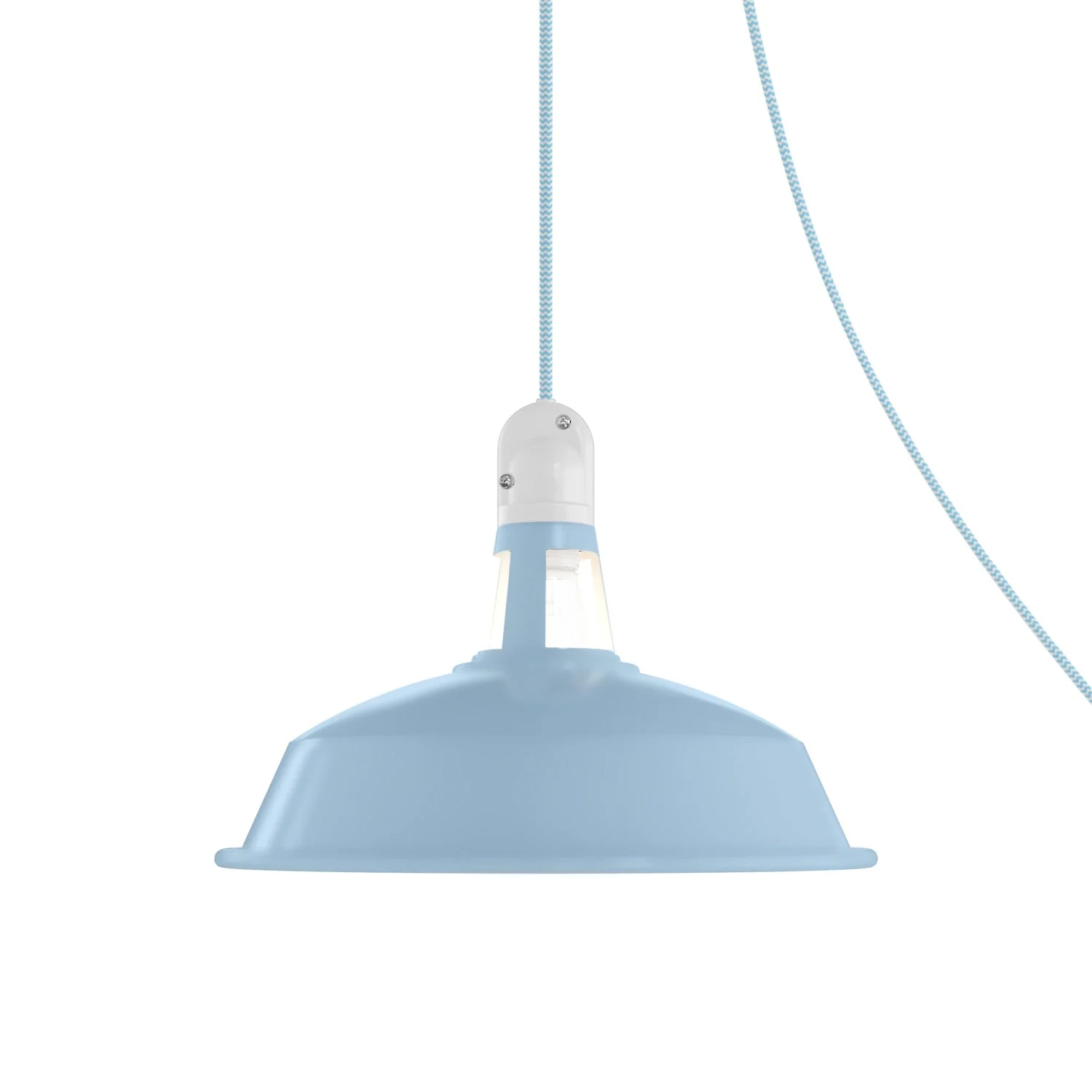 Lampada portatile da esterno Snake con paralume Harbour, 5 m cavo tessile, portalampada IP65 waterproof - Blu carta da zucchero