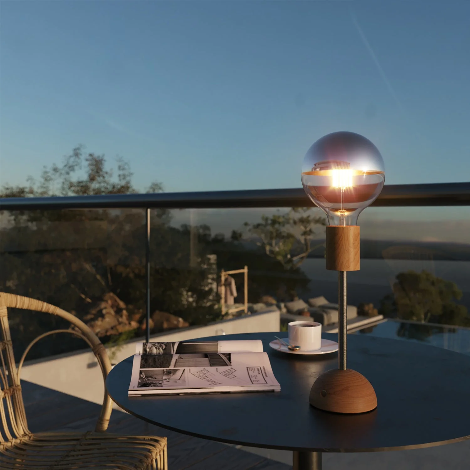 Lampada portatile e ricaricabile Cabless02 con lampadina globo mezza sfera argento - Neutro - Image 3