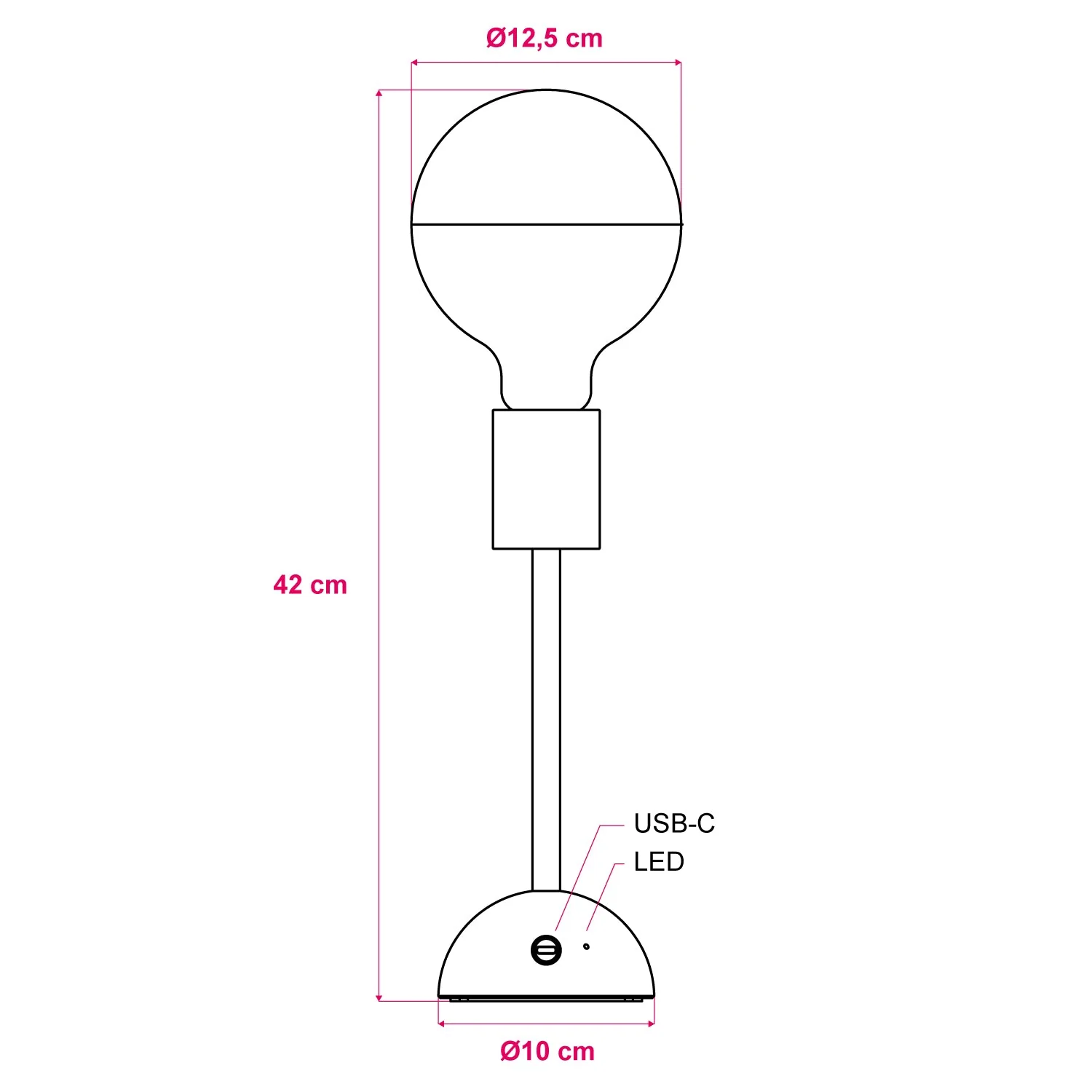 Lampada portatile e ricaricabile Cabless02 con lampadina globo mezza sfera argento - Neutro - Image 6