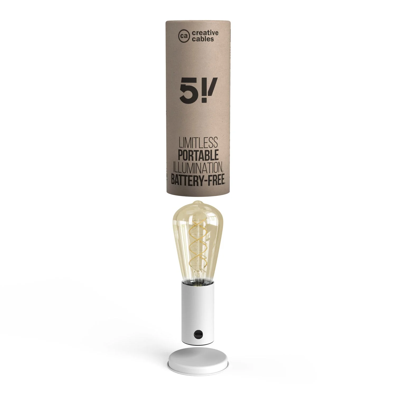Lampada portatile in confezione regalo SI! a 5 volt - Bianco opaco - Image 5