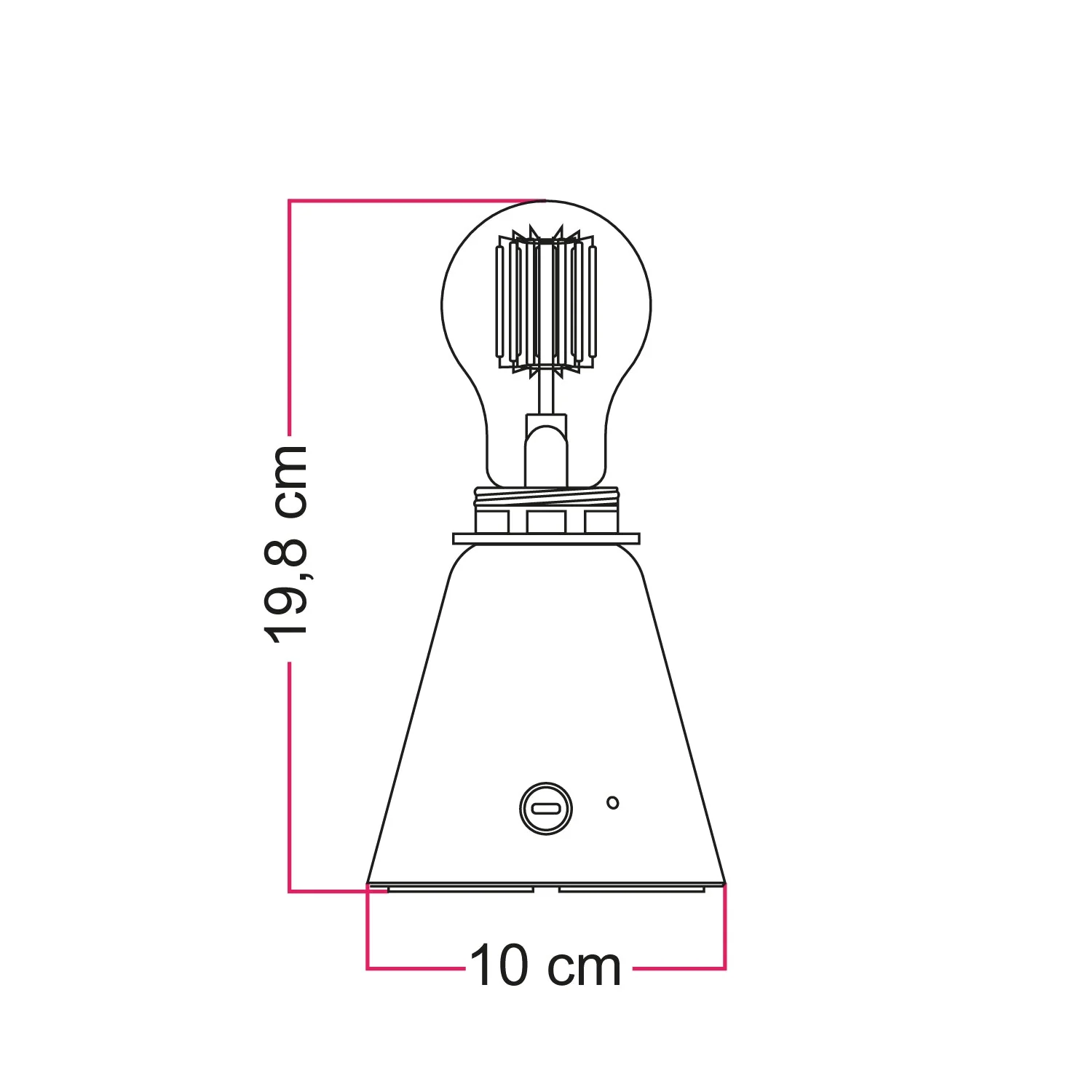 Lampada portatile ricaricabile Cabless11 con lampadina a goccia e predisposizione per paralume - Nero - Image 3