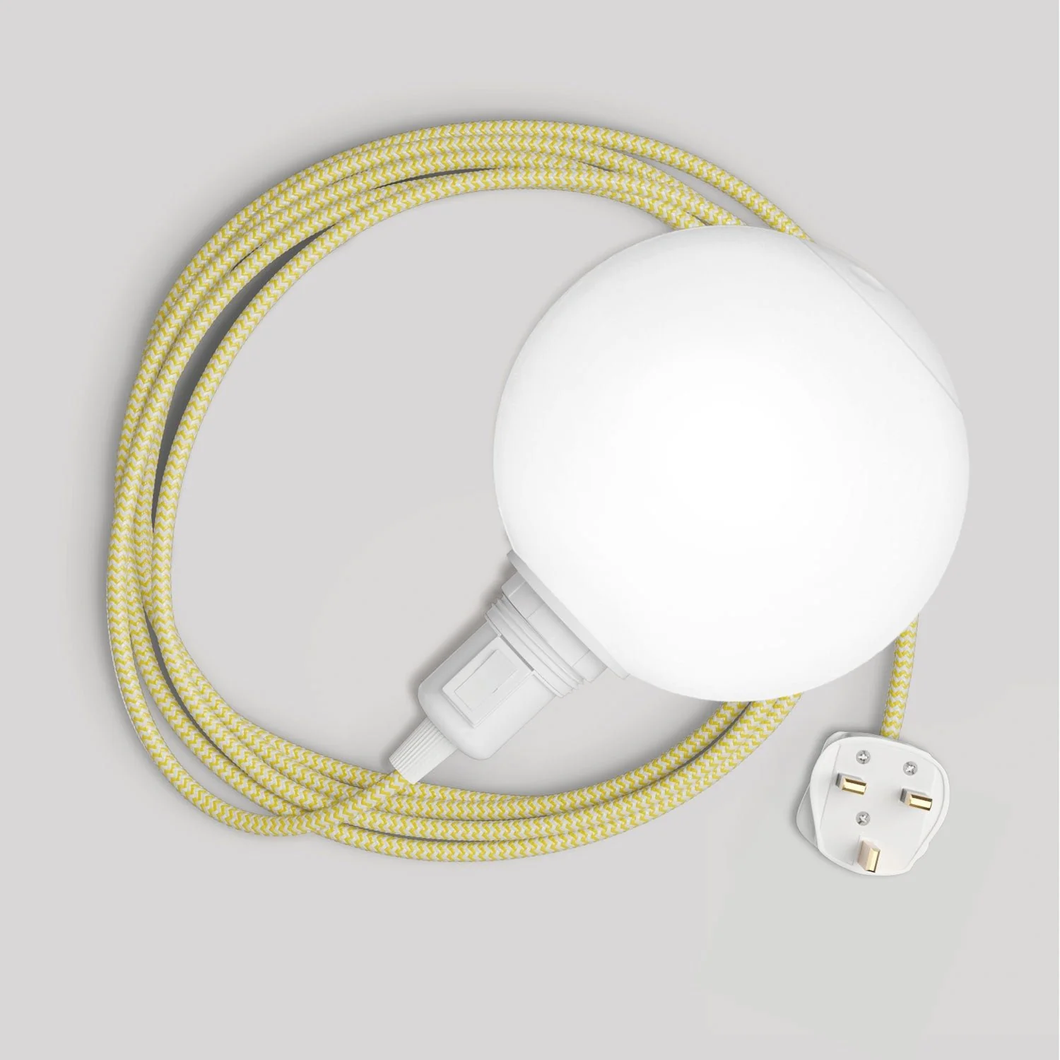 Lampada portatile Snake con interruttore sul portalampada, spina UK, paralume infrangibile Unbreak-a-Ball e cavo RZ10