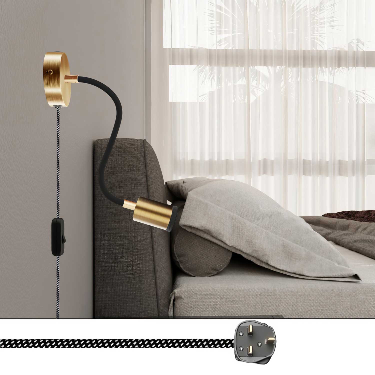 Lampada Spostaluce Flex 30 snodabile con faretto GU1d0 e spina UK - Bronzo satinato - Image 2