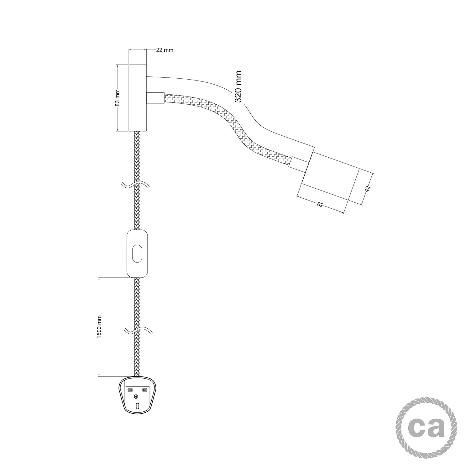 Lampada Spostaluce Flex 30 snodabile con faretto GU1d0 e spina UK - Bronzo satinato - Image 4