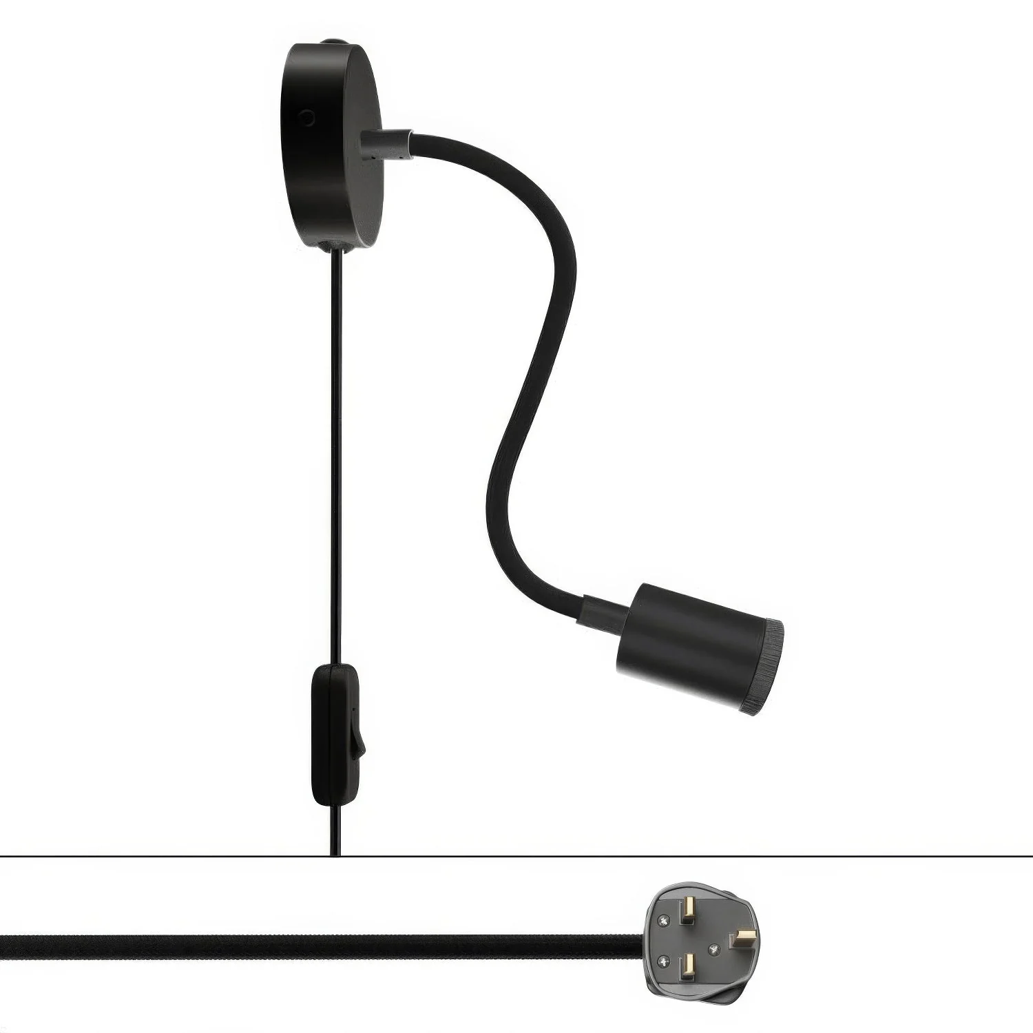 Lampada Spostaluce Flex 30 snodabile con faretto GU1d0 e spina UK - Nero