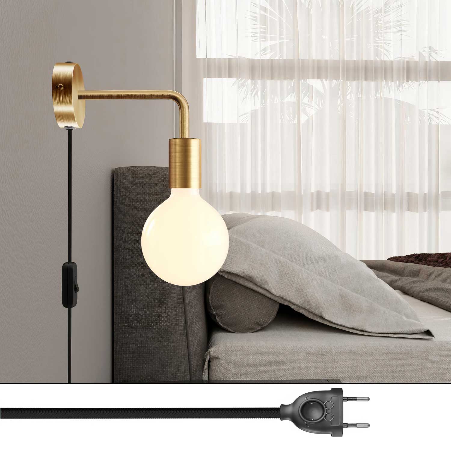 Lampada Spostaluce in metallo con estensione curva - Bronzo satinato - Image 2
