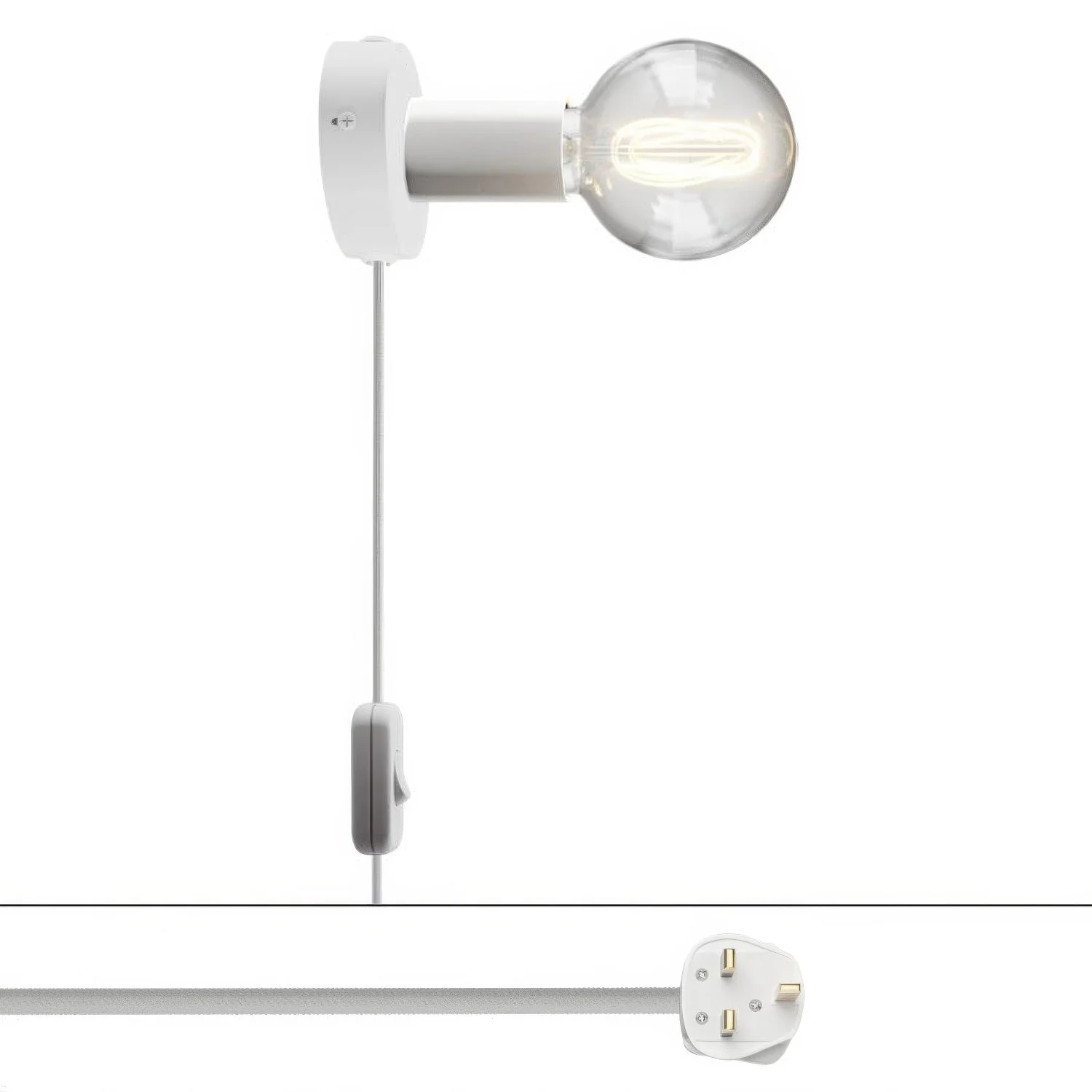 Lampada Spostaluce in metallo e spina UK - Bianco