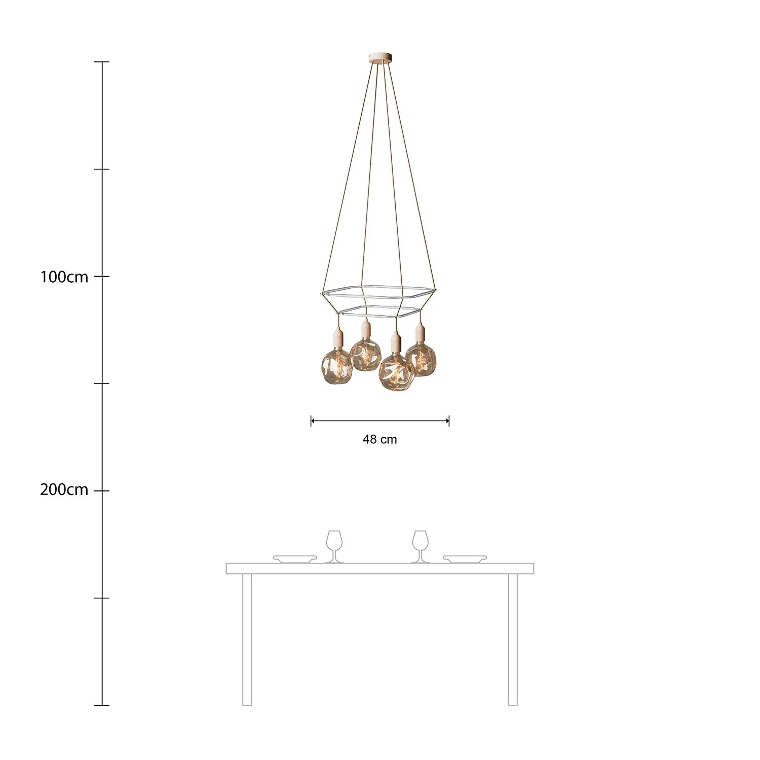 Lampadario 2 Cage a 4 cadute Globo Bumped - Neutro - Image 6