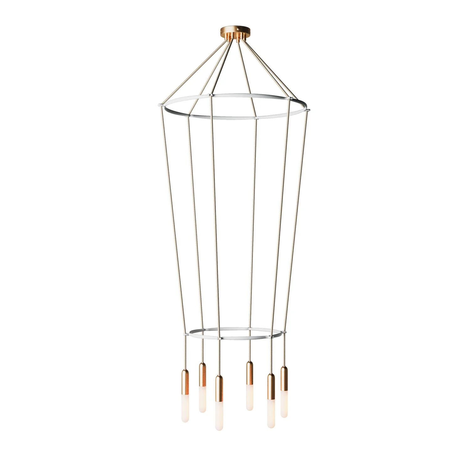 Lampadario 2 Cage a 6 cadute P-Light - Bronzo satinato
