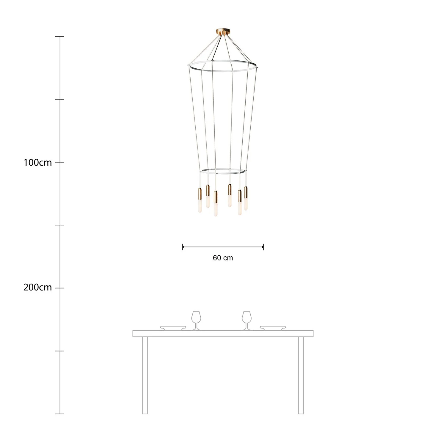 Lampadario 2 Cage a 6 cadute P-Light - Bronzo satinato - Image 6
