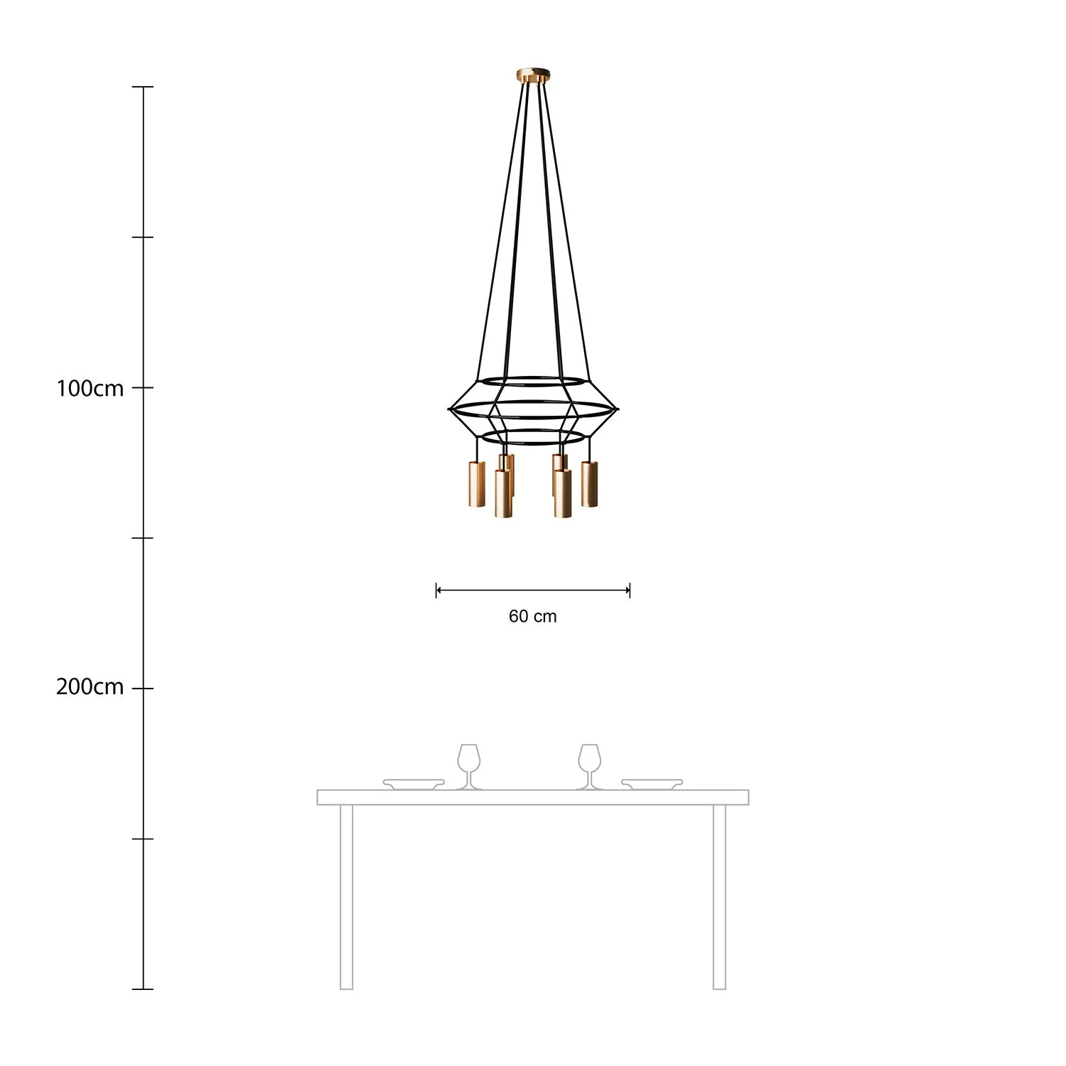 Lampadario 3 Cage a 4 cadute Tub-E14 - Bronzo satinato - Image 6