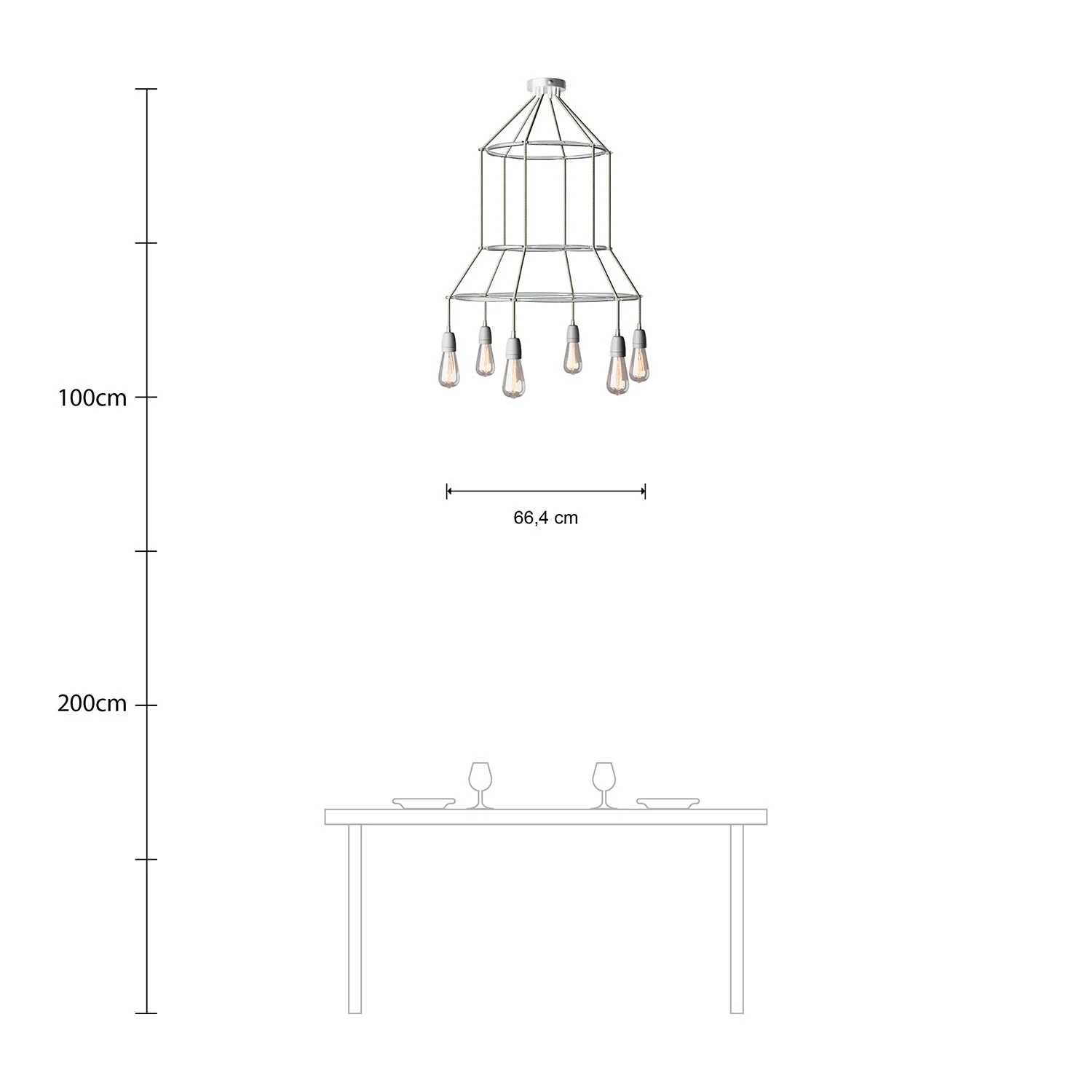 Lampadario 3 Cage a 6 cadute Edison ST64 - Grigio - Image 6