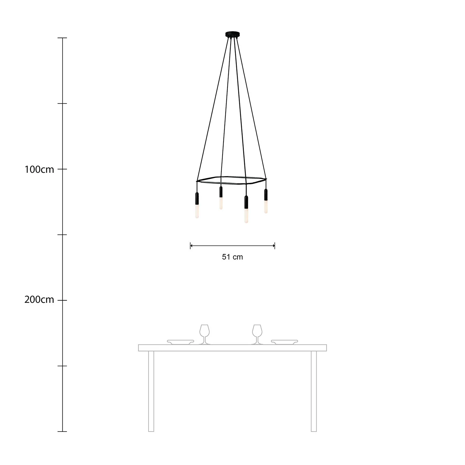 Lampadario Cage a 4 cadute P-Light - Nero - Image 6