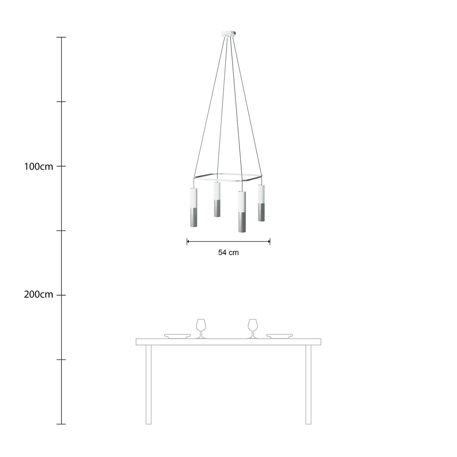 Lampadario Cage a 4 cadute Tub-E14 Doppio - Bianco opaco - Image 6