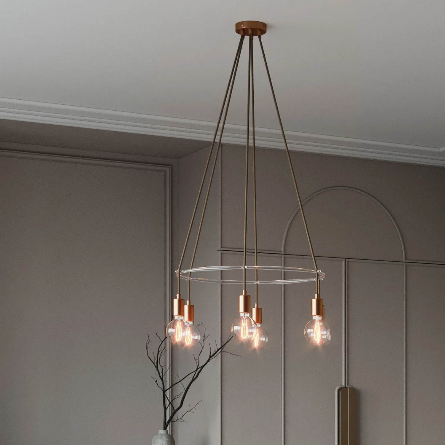 Lampadario Cage a 6 cadute Globo - Rame satinato - Image 3
