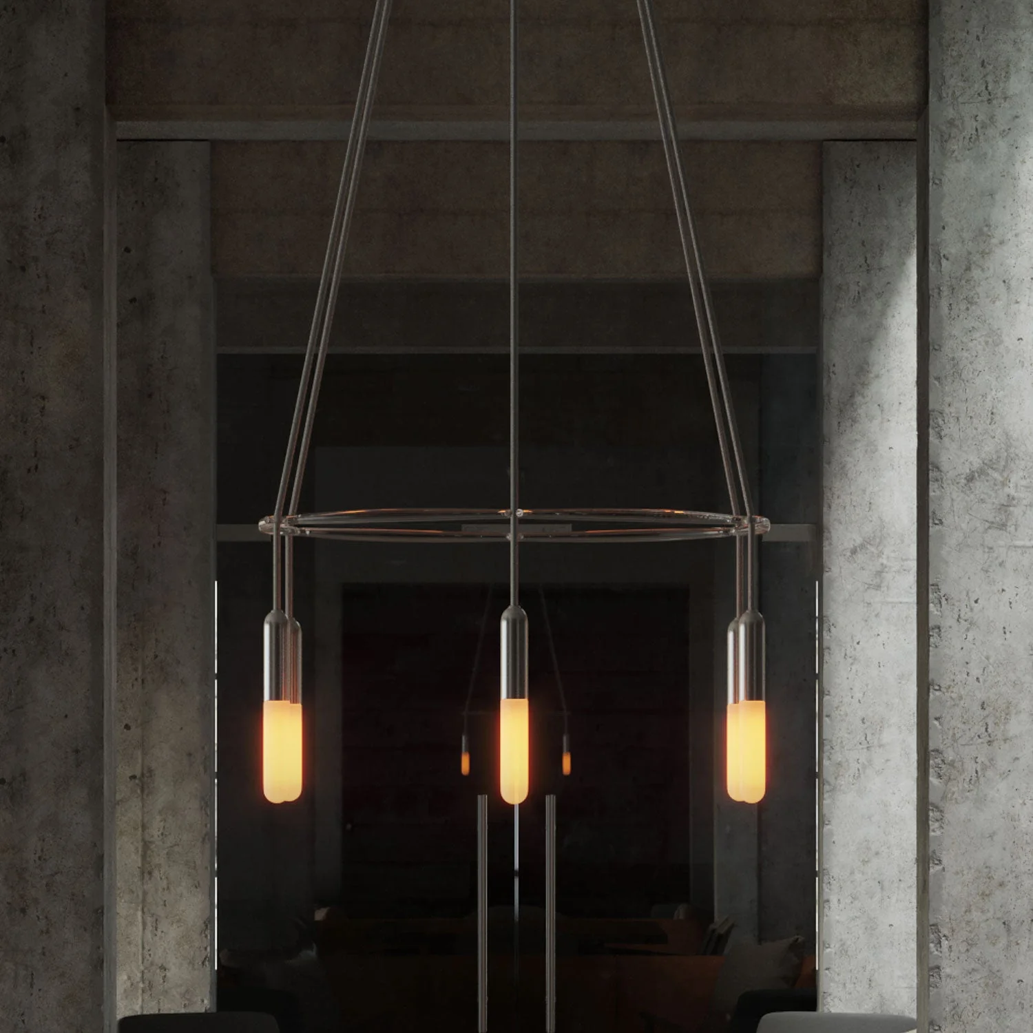 Lampadario Cage a 6 cadute P-Light - Titanio satinato - Image 3
