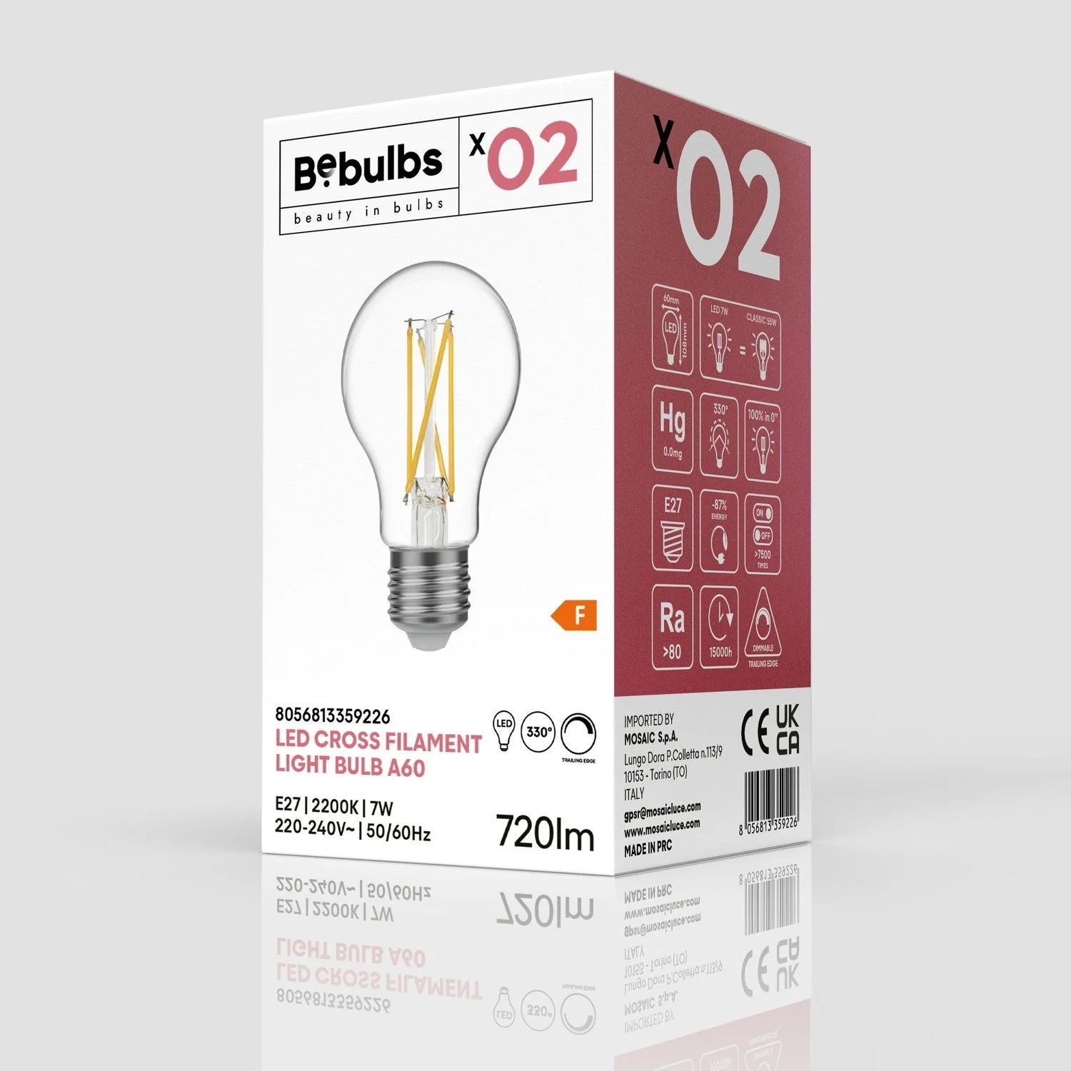 Lampadina LED a filamento incrociato Goccia A60 7W 720Lm E27 2200K Dimmerabile - X02 - Image 4