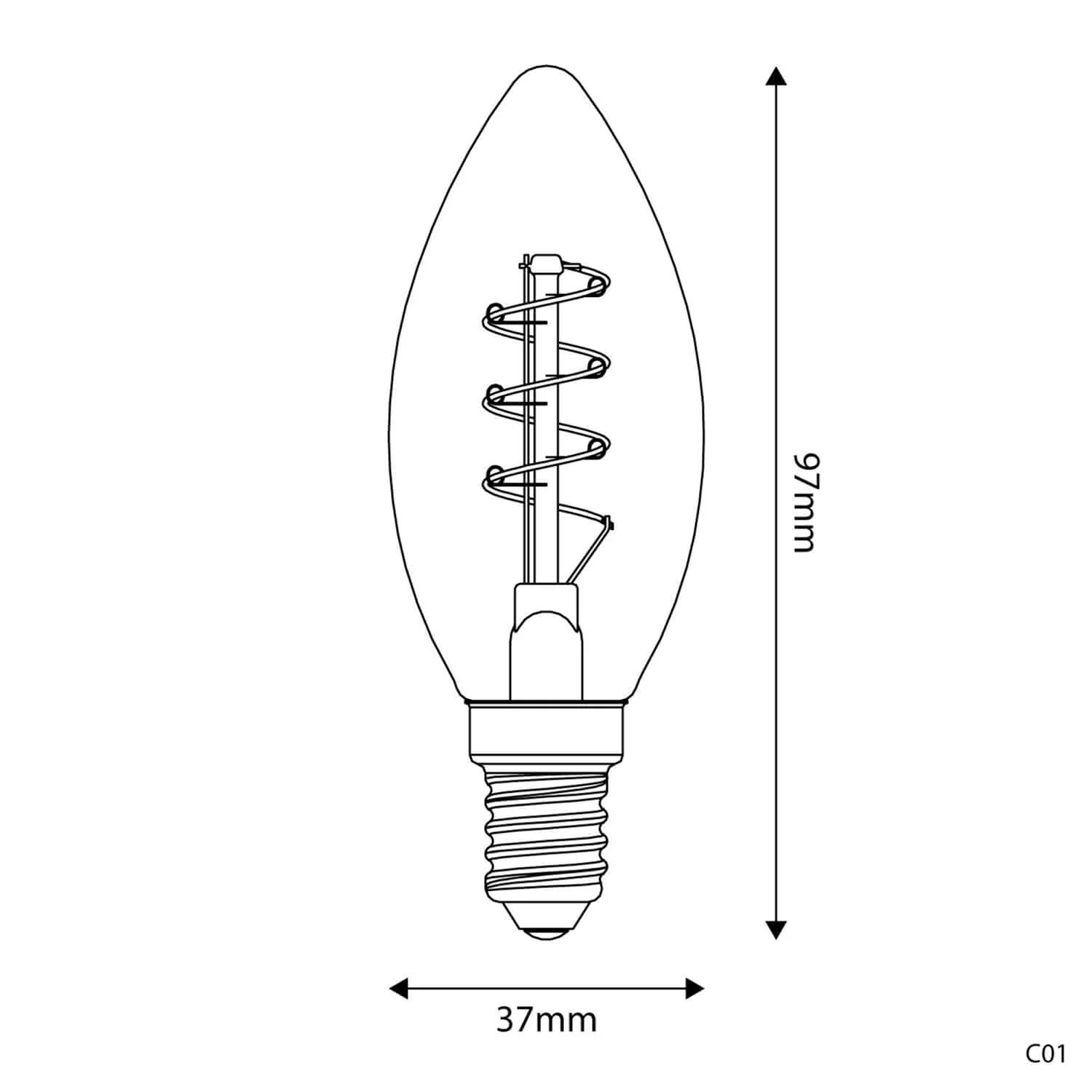 Lampadina LED Dorata Carbon Line filamento a spirale Candela C35 2,5W 136Lm E14 1800K Dimmerabile - C01 - Image 3
