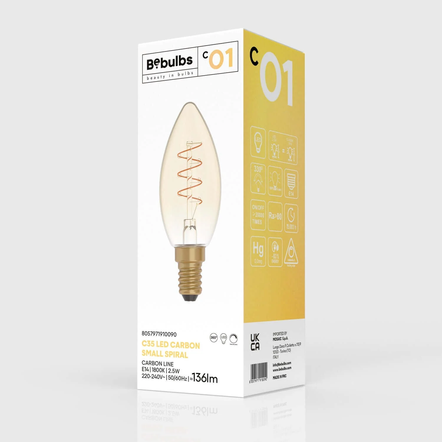Lampadina LED Dorata Carbon Line filamento a spirale Candela C35 2,5W 136Lm E14 1800K Dimmerabile - C01 - Image 4
