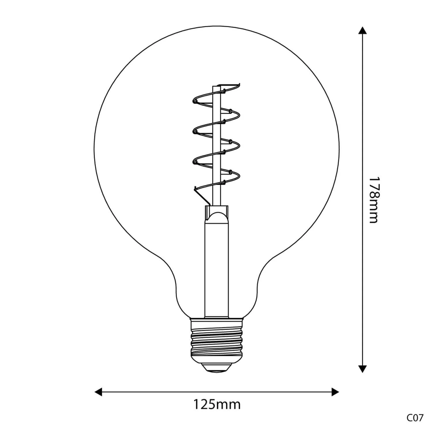 Lampadina LED Dorata Carbon Line filamento a spirale Globo G125 4W 250Lm E27 1800K Dimmerabile - C07 - Image 3