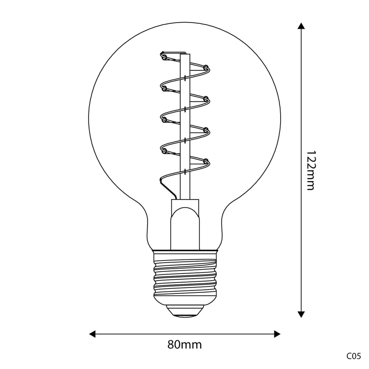 Lampadina LED Dorata Carbon Line filamento a spirale Globo G80 4W 250Lm E27 1800K Dimmerabile - C05 - Image 3