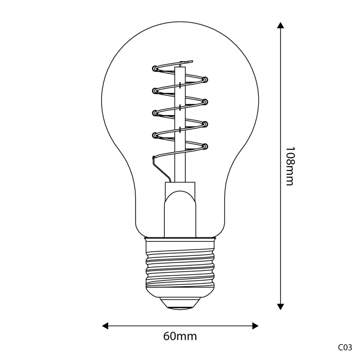 Lampadina LED Dorata Carbon Line filamento a spirale Goccia A60 4W 250Lm E27 1800K Dimmerabile - C03 - Image 3