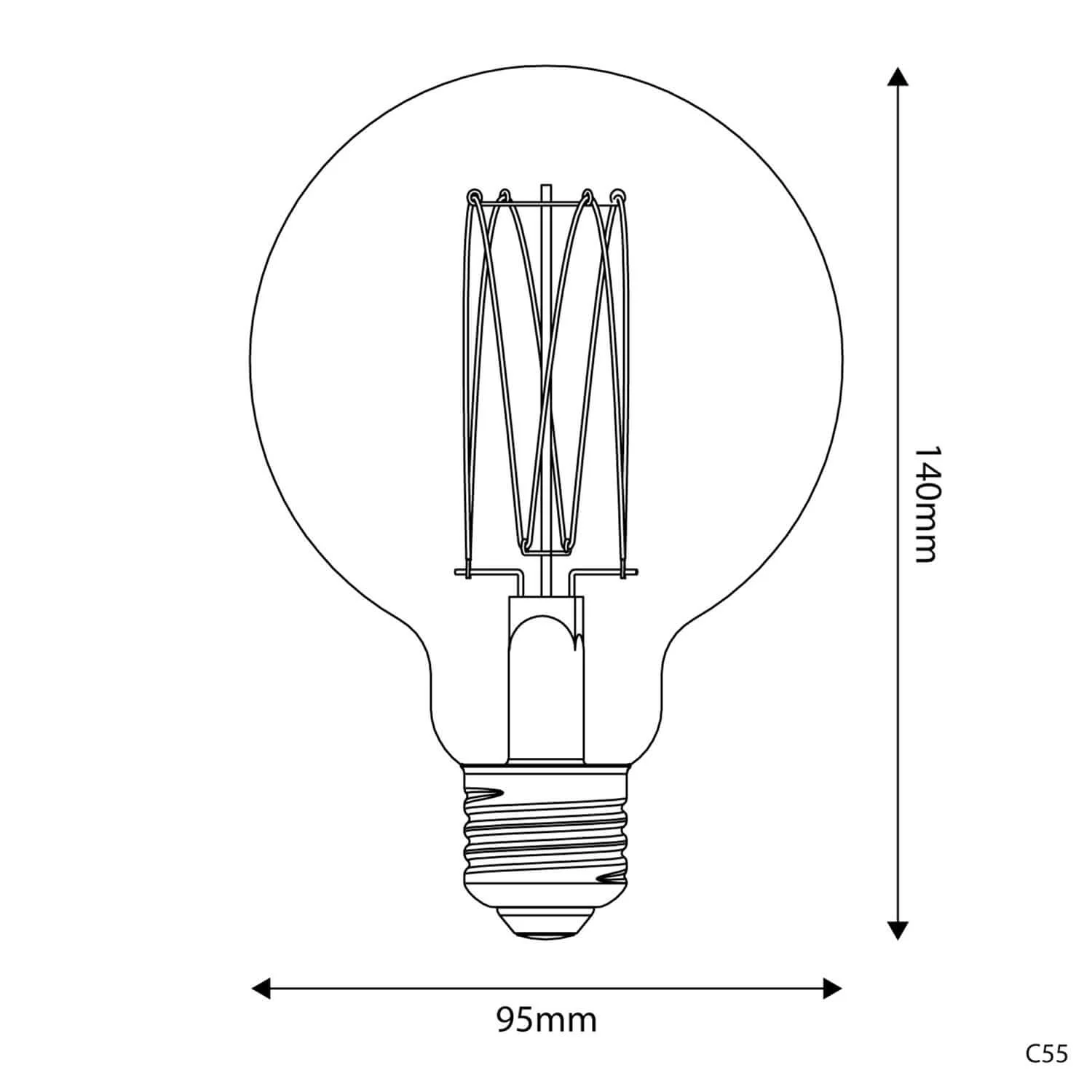 Lampadina LED Dorata Carbon Line filamento verticale Globo G95 7W 640Lm E27 2700K Dimmerabile - C55 - Image 3
