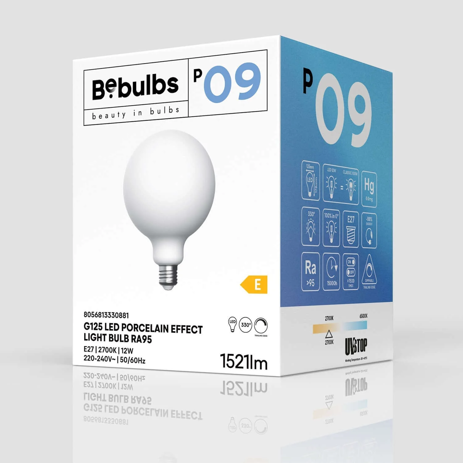 Lampadina LED Effetto Porcellana CRI 95 G125 12W 1521Lm E27 2700K Dimmerabile - P09 - Image 4
