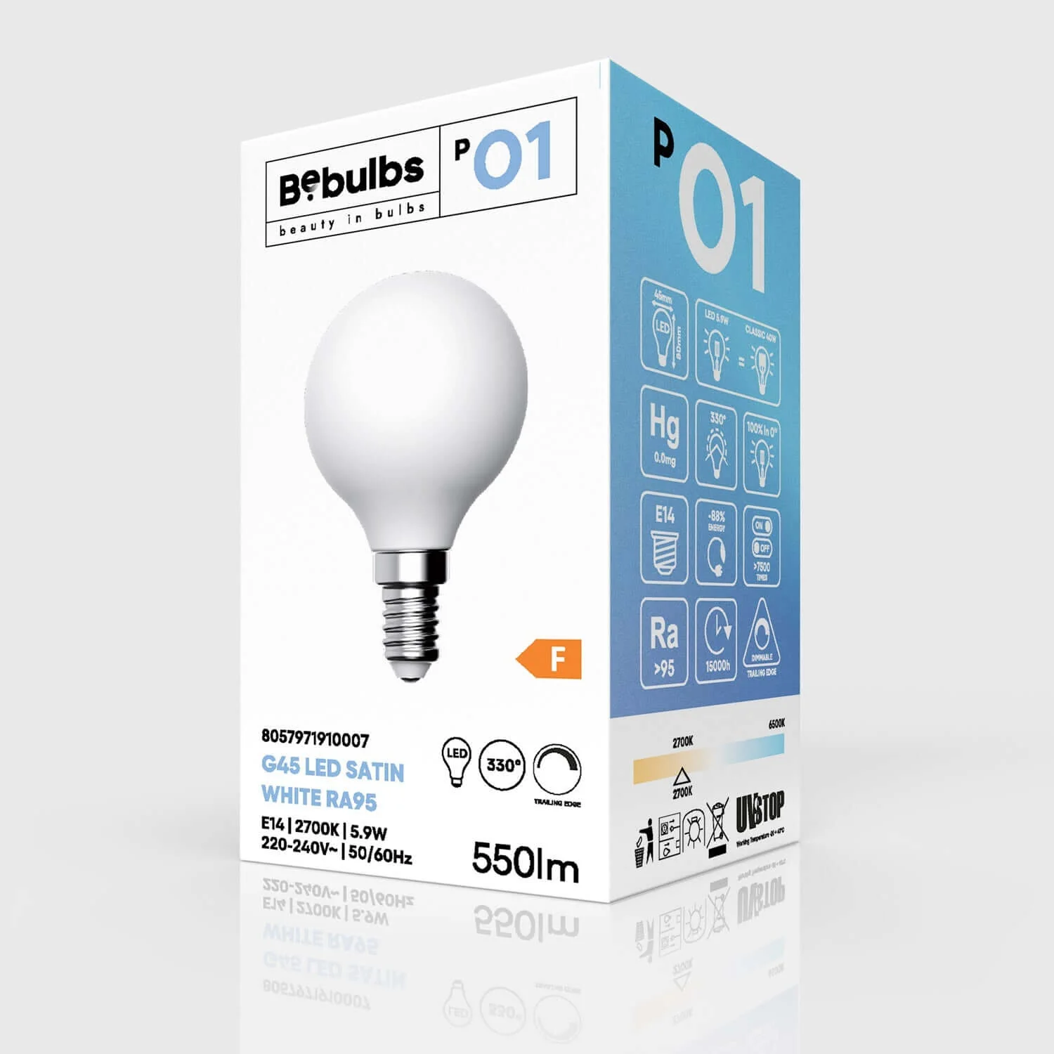 Lampadina LED Effetto Porcellana CRI 95 G45 5,9W 550Lm E14 2700K Dimmerabile - P01 - Image 4