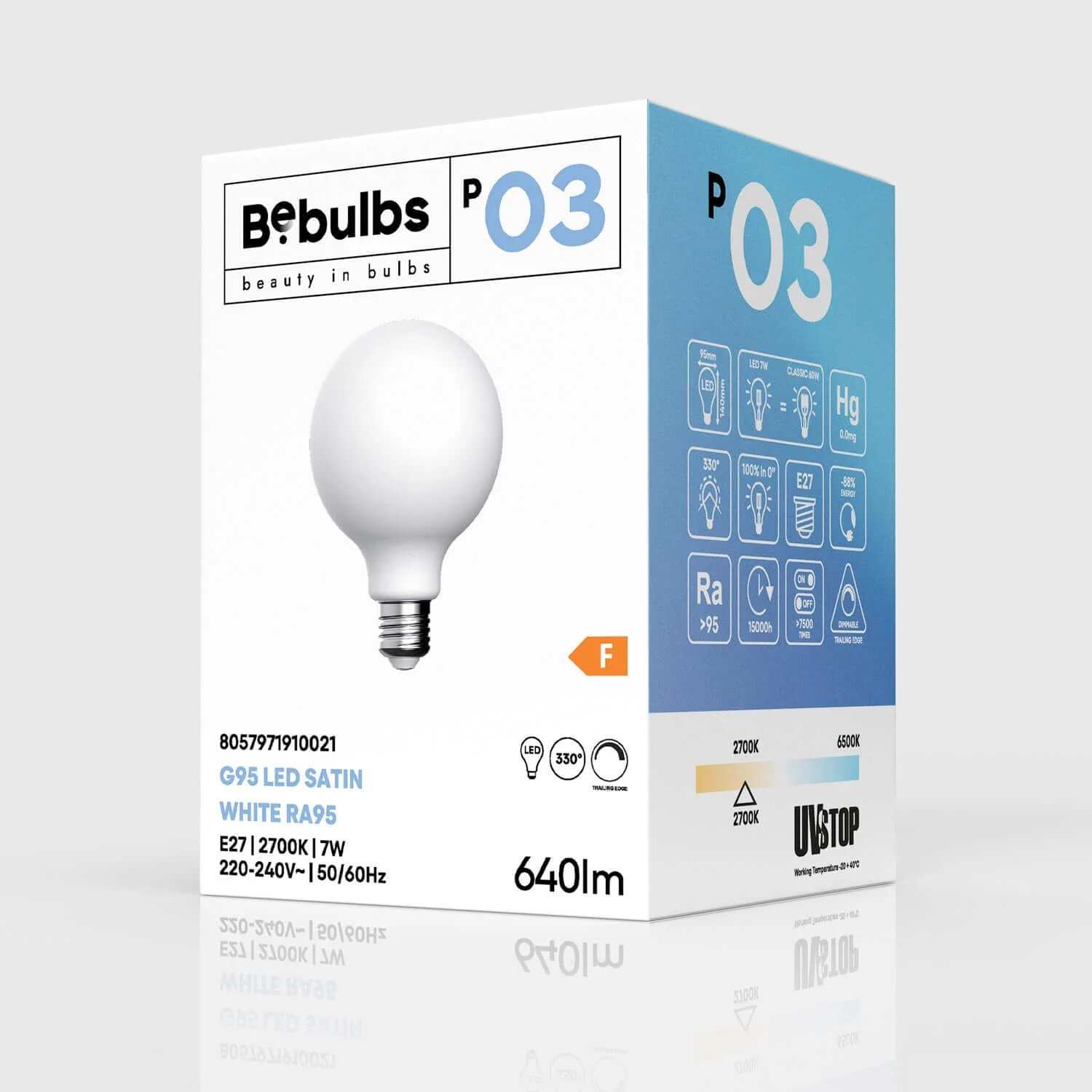 Lampadina LED Effetto Porcellana CRI 95 G95 7W 640Lm E27 2700K Dimmerabile - P03 - Image 4