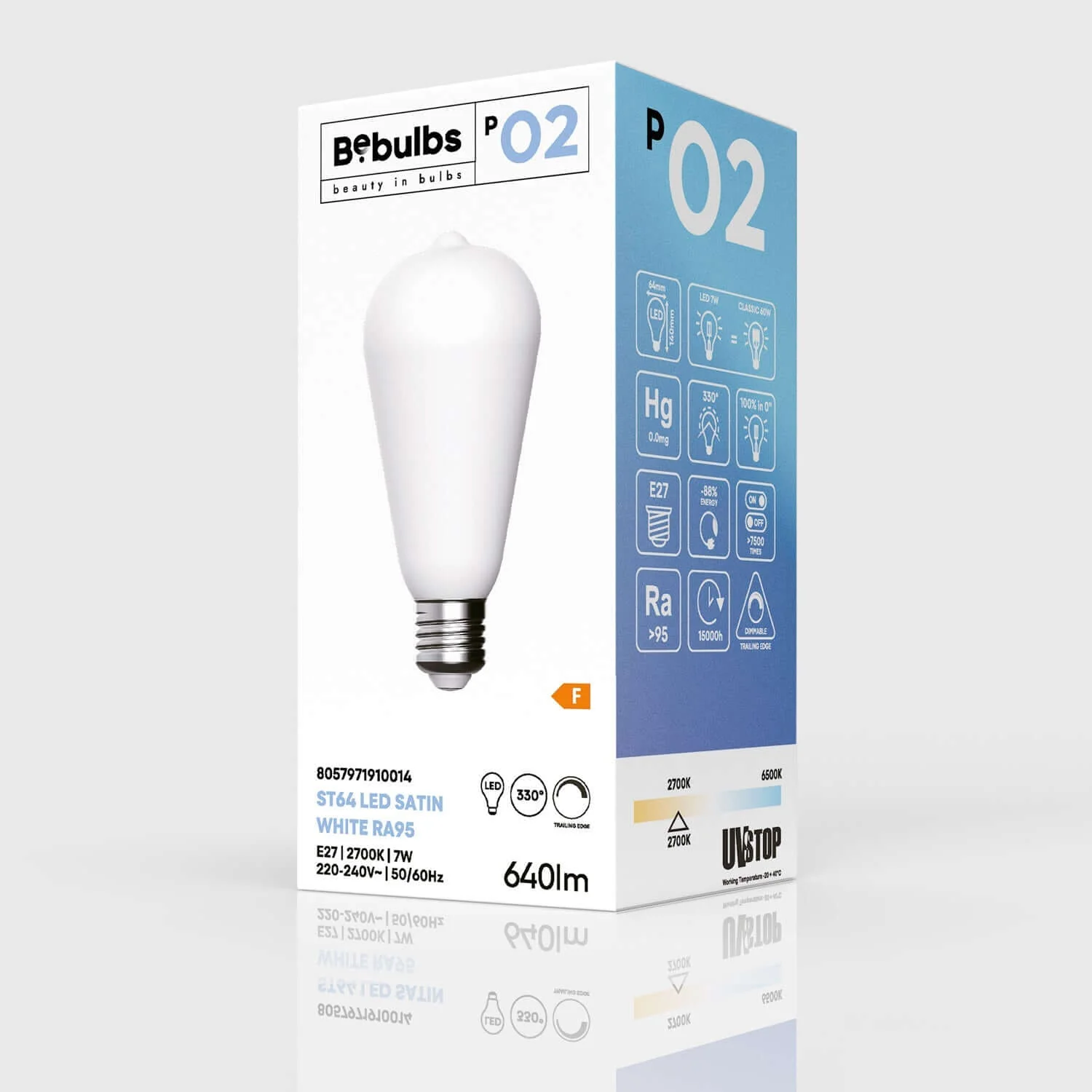 Lampadina LED Effetto Porcellana CRI 95 ST64 7W 640Lm E27 2700K Dimmerabile - P02 - Image 4