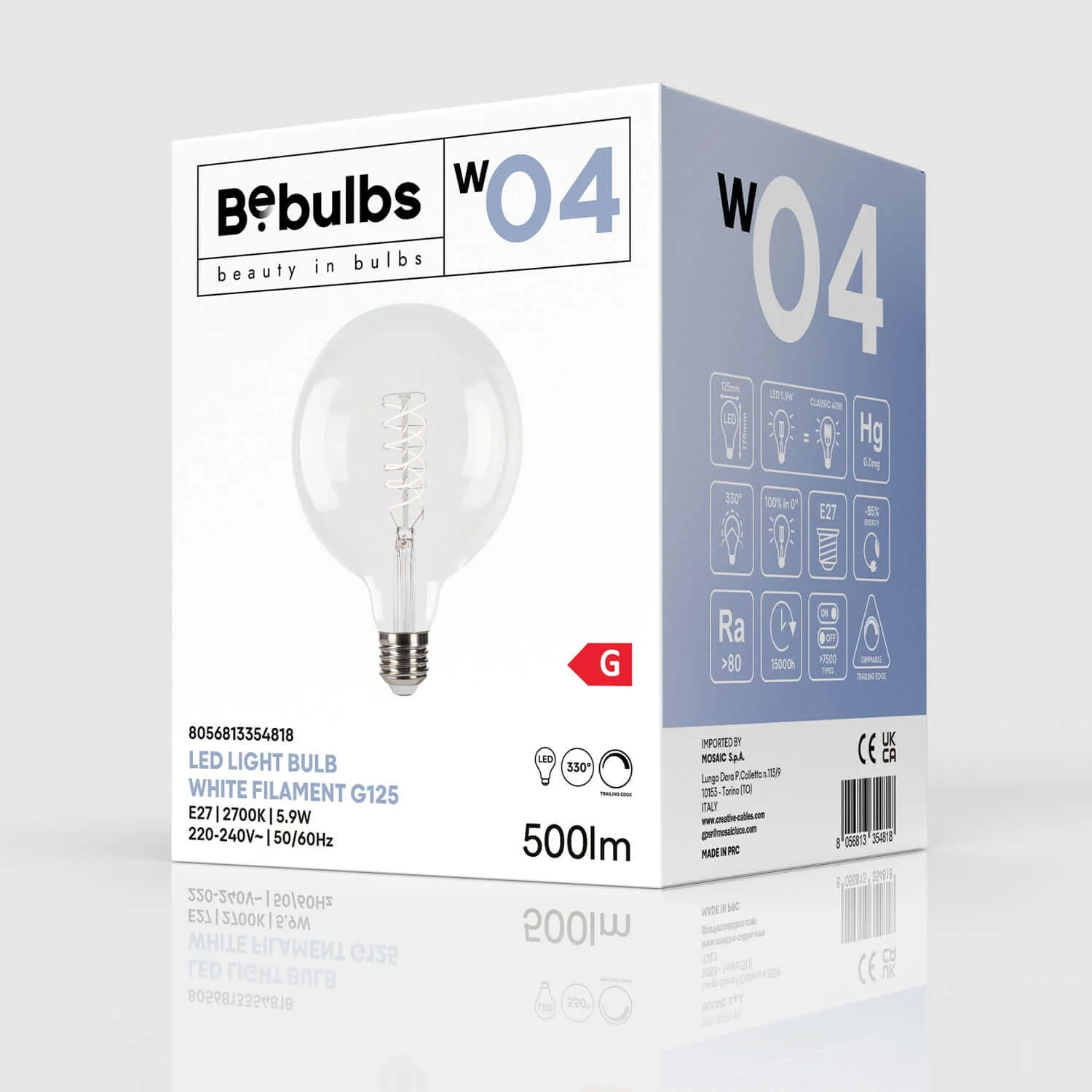 Lampadina LED Filamento Bianco Globo G125 5,9W 500Lm E27 2700K Dimmerabile - W04 - Image 4