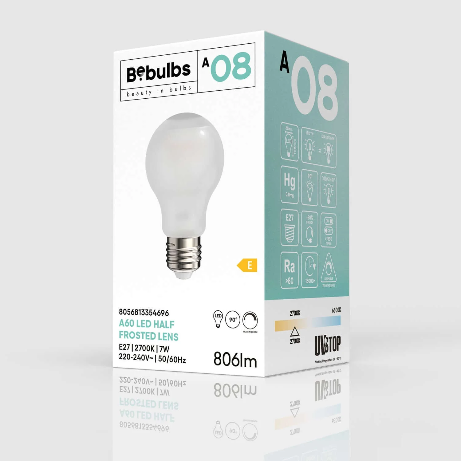 Lampadina LED Half Frosted Lens Goccia A60 7W 806Lm 2700K Dimmerabile - A08 - Image 9